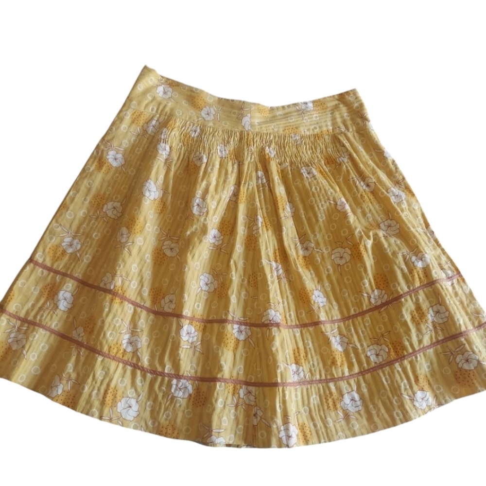 Lux Floral Boho mustard yellow skirt Size 7 NWOT